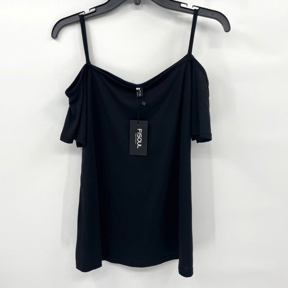 FISOUL Women's Off Shoulder Top Ruffle Sleeve Spaghetti Strap Halter Tops - Picture 2 of 8